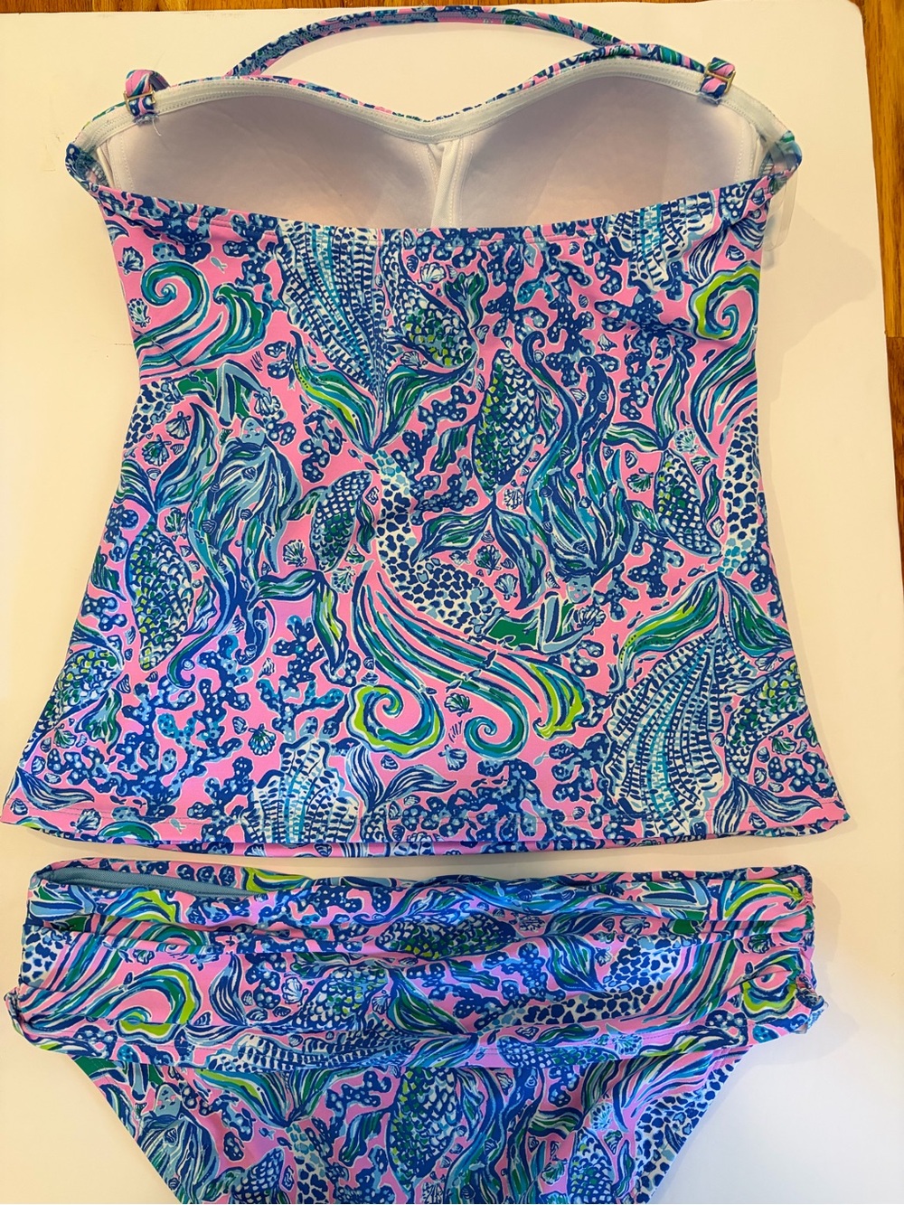 Lilly Pulitzer Flamenco Tankini Top “We Mermaid It” and Sarong Hipster Set. - Picture 8 of 9